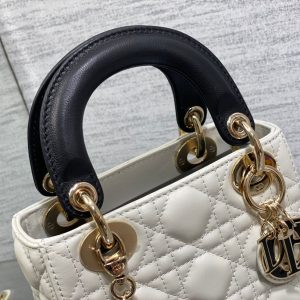 mini lady 17 white black lambskin
