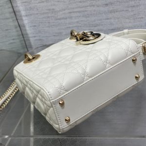 mini lady 17 white black lambskin