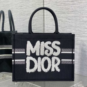 MEDIUM BOOK TOTE 36 IN BLACK MIX WHITE CANVAS 226507