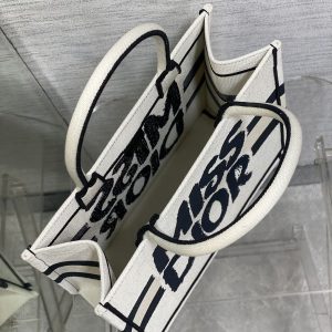 MEDIUM BOOK TOTE 36 IN WHITE MIX BLACK CANVAS 226504