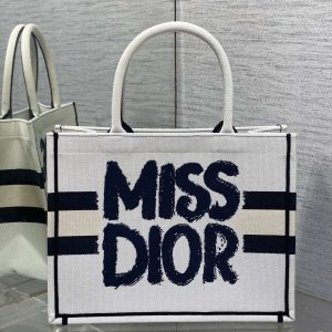 MEDIUM BOOK TOTE 36 IN WHITE MIX BLACK CANVAS 226504