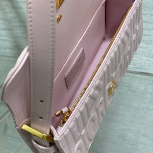 FLAP BAG 18 PALE PINK QUILTED ALLOVER CALFSKIN