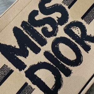 BOOK TOTE 36 BEIGE AND BLACK MISS DIOR GRAFFITI EMBROIDERY