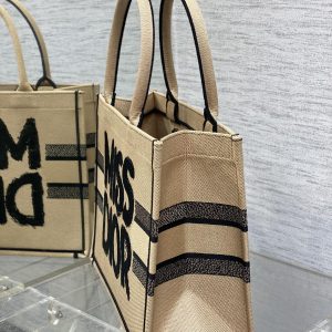 BOOK TOTE 36 BEIGE AND BLACK MISS DIOR GRAFFITI EMBROIDERY