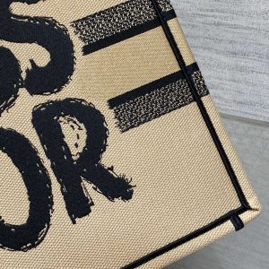 BOOK TOTE 36 BEIGE AND BLACK MISS DIOR GRAFFITI EMBROIDERY