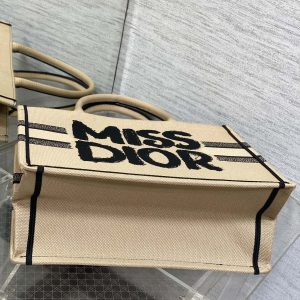 BOOK TOTE 36 BEIGE AND BLACK MISS DIOR GRAFFITI EMBROIDERY