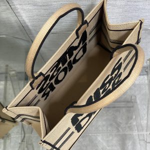 BOOK TOTE 36 BEIGE AND BLACK MISS DIOR GRAFFITI EMBROIDERY