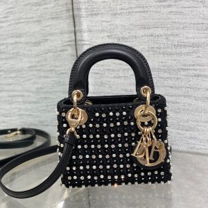 img_2b46f204_20240909_i1725872405_9225_5_jpg_56facb6f-3a44-416a-8025-75c97afb405e Lady Micro Bag 10cm Black Canvas Diamond Pearl