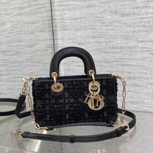 img_2b46f204_20240918_i1726638310_1610_3_jpg MINI LADY BAG 16 IN BLACK SATIN AND CALFSKIN WITH BEADED DESIGN