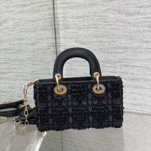 img_2b46f204_20240918_i1726638310_2840_7_jpg MINI LADY BAG 16 IN BLACK SATIN AND CALFSKIN WITH BEADED DESIGN