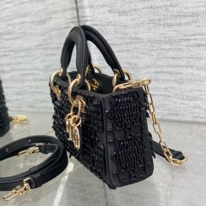 img_2b46f204_20240918_i1726638310_4243_6_jpg MINI LADY BAG 16 IN BLACK SATIN AND CALFSKIN WITH BEADED DESIGN