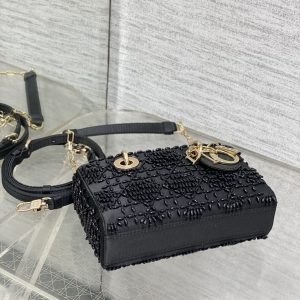 img_2b46f204_20240918_i1726638310_5114_2_jpg MINI LADY BAG 16 IN BLACK SATIN AND CALFSKIN WITH BEADED DESIGN