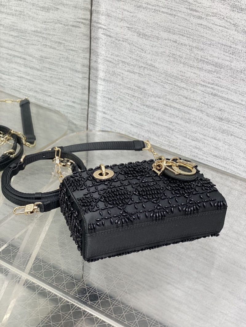 img_2b46f204_20240918_i1726638310_5114_2_jpg MINI LADY BAG 16 IN BLACK SATIN AND CALFSKIN WITH BEADED DESIGN