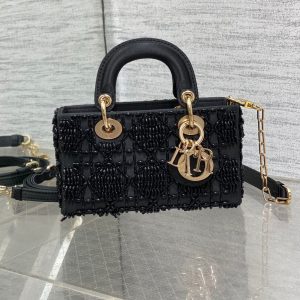 img_2b46f204_20240918_i1726638310_5964_4_jpg MINI LADY BAG 16 IN BLACK SATIN AND CALFSKIN WITH BEADED DESIGN