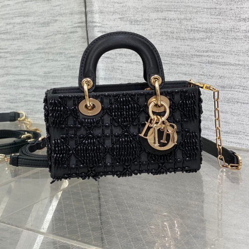 img_2b46f204_20240918_i1726638310_5964_4_jpg MINI LADY BAG 16 IN BLACK SATIN AND CALFSKIN WITH BEADED DESIGN