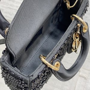 img_2b46f204_20240918_i1726638310_8609_5_jpg MINI LADY BAG 16 IN BLACK SATIN AND CALFSKIN WITH BEADED DESIGN