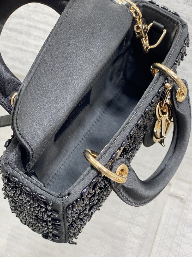 img_2b46f204_20240918_i1726638310_8609_5_jpg MINI LADY BAG 16 IN BLACK SATIN AND CALFSKIN WITH BEADED DESIGN