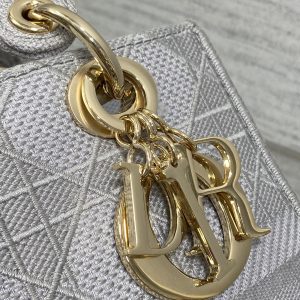 SMALL 24 LADY BAG IN PALE GRAY CANVAS