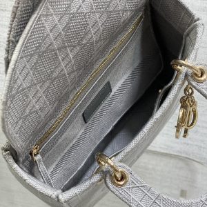 SMALL 24 LADY BAG IN PALE GRAY CANVAS