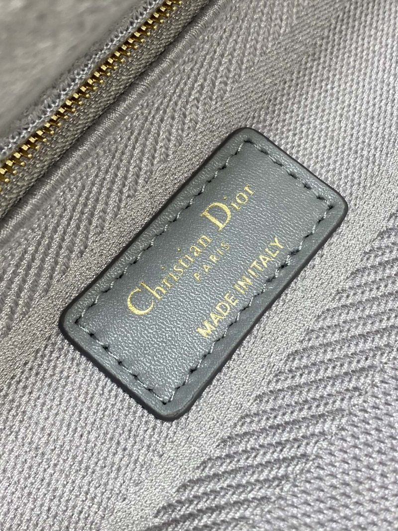 SMALL 24 LADY BAG IN PALE GRAY CANVAS