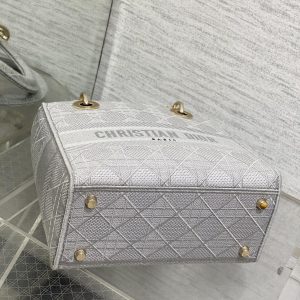 SMALL 24 LADY BAG IN PALE GRAY CANVAS