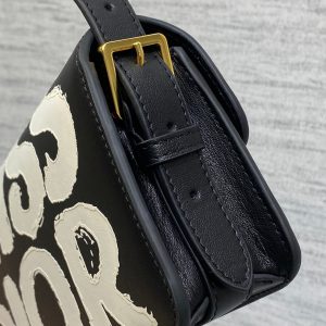 SMALL 22 FLAP BAG IN BLACK MIX WHITE LAMBSKIN WITH GOLD HARDWARE