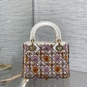 CD Lady 17cm White Canvas Crystal Embellished