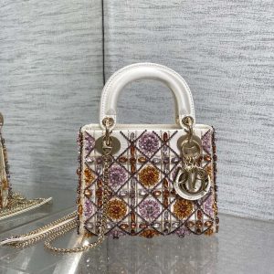 CD Lady 17cm White Canvas Crystal Embellished