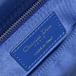 CD Lady Bag 20cm Blue Lambskin Crystal Embellished