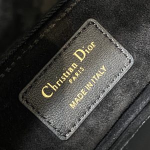 CD Lady Bag 20cm Black Lambskin Brown Charm