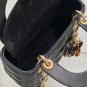 CD Lady 17cm Black Lambskin Brown Charm