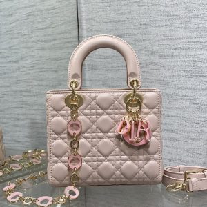CD Lady Bag 20cm Pink Lambskin Pink Charm