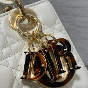 SMALL 20 LADY BAG IN WHITE MACROCANNAGE LAMBSKIN WITH GOLD HARDWARE