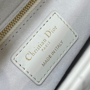 CD Lady 17cm White Lambskin Brown Charm