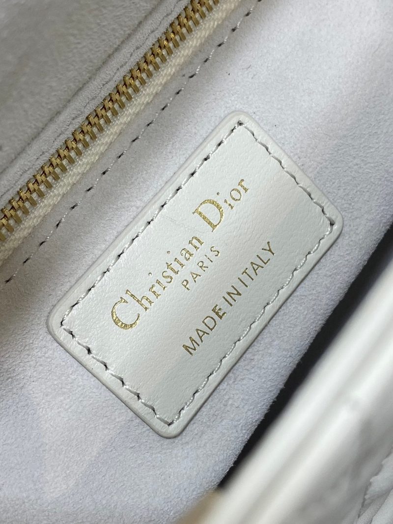 CD Lady 17cm White Lambskin Brown Charm