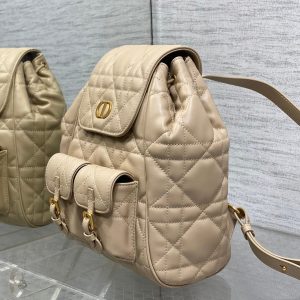 SMALL 23 CARO BACKPACK IN ALMOND BEIGE MACROCANNAGE LAMBSKIN