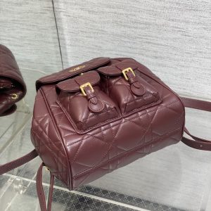 SMALL 23 CARO BACKPACK IN PLUM PURPLE MACROCANNAGE LAMBSKIN