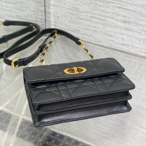 MISS CARO MINI 17 BAG IN BLACK MACROCANNAGE LAMBSKIN