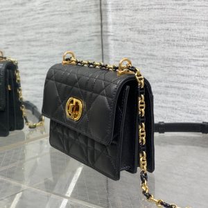 MISS CARO MINI 17 BAG IN BLACK MACROCANNAGE LAMBSKIN