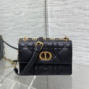 MISS CARO MINI 17 BAG IN BLACK MACROCANNAGE LAMBSKIN