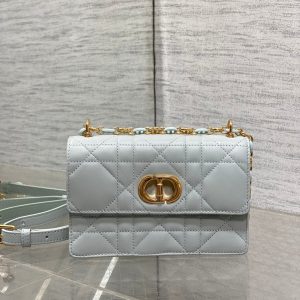 MISS CARO MINI 17 BAG IN CHROME GRAY MACROCANNAGE LAMBSKIN