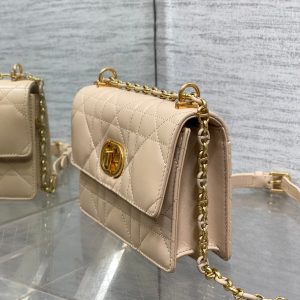 MISS CARO MINI 17 BAG IN POWDER BEIGE MACROCANNAGE LAMBSKIN