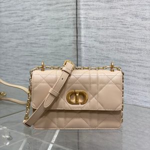 MISS CARO MINI 17 BAG IN POWDER BEIGE MACROCANNAGE LAMBSKIN