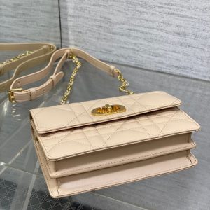 MISS CARO MINI 17 BAG IN POWDER BEIGE MACROCANNAGE LAMBSKIN