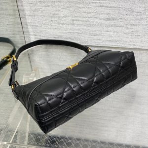 MISS CARO CIGALE MINI 24 BAG IN BLACK MACROCANNAGE LAMBSKIN