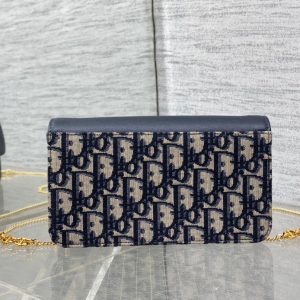 MONTAIGNE AVENUE MINI 22 BAG IN NAVY BLUE CALFSKIN AND MONOGRAM OBLIQUE JACQUARD