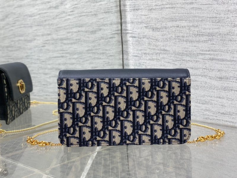 MONTAIGNE AVENUE MINI 22 BAG IN NAVY BLUE CALFSKIN AND MONOGRAM OBLIQUE JACQUARD