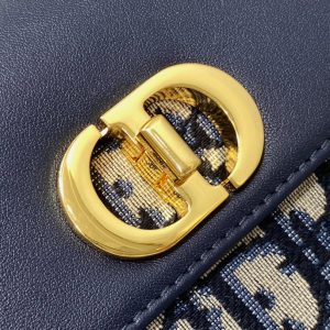 MONTAIGNE AVENUE MINI 22 BAG IN NAVY BLUE CALFSKIN AND MONOGRAM OBLIQUE JACQUARD