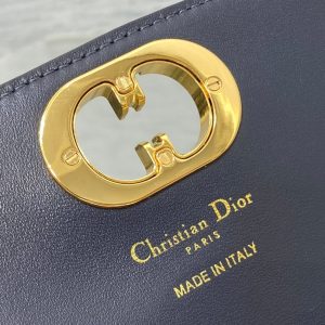 MONTAIGNE AVENUE MINI 22 BAG IN NAVY BLUE CALFSKIN AND MONOGRAM OBLIQUE JACQUARD