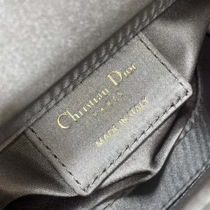 MINI LADY BAG 16 IN WENGE BROWN SATIN AND CALFSKIN WITH BEADED DESIGN